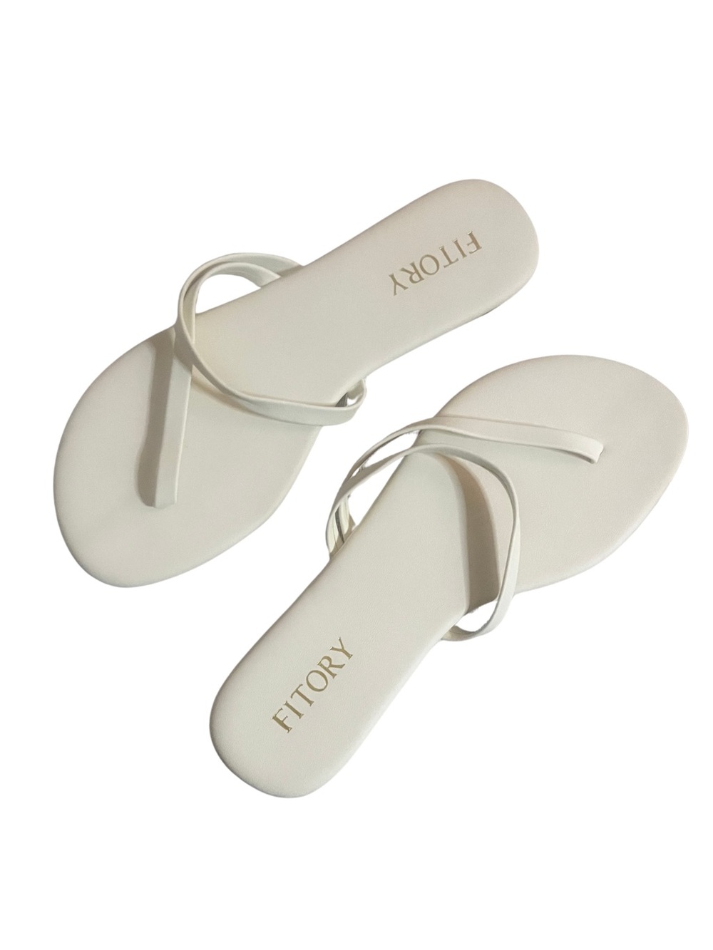 Fitory White Minimal Twist Strap Slide Sandals for Women